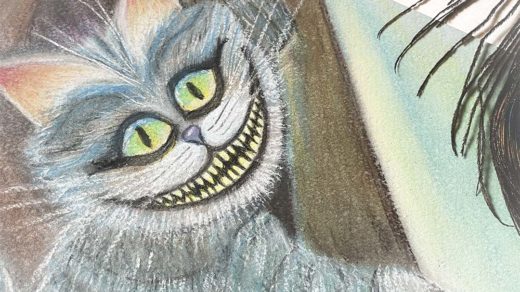 рисование сухой пастелью чеширский кот